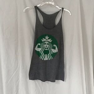 Gray Graphic Tank Top with Green Logo